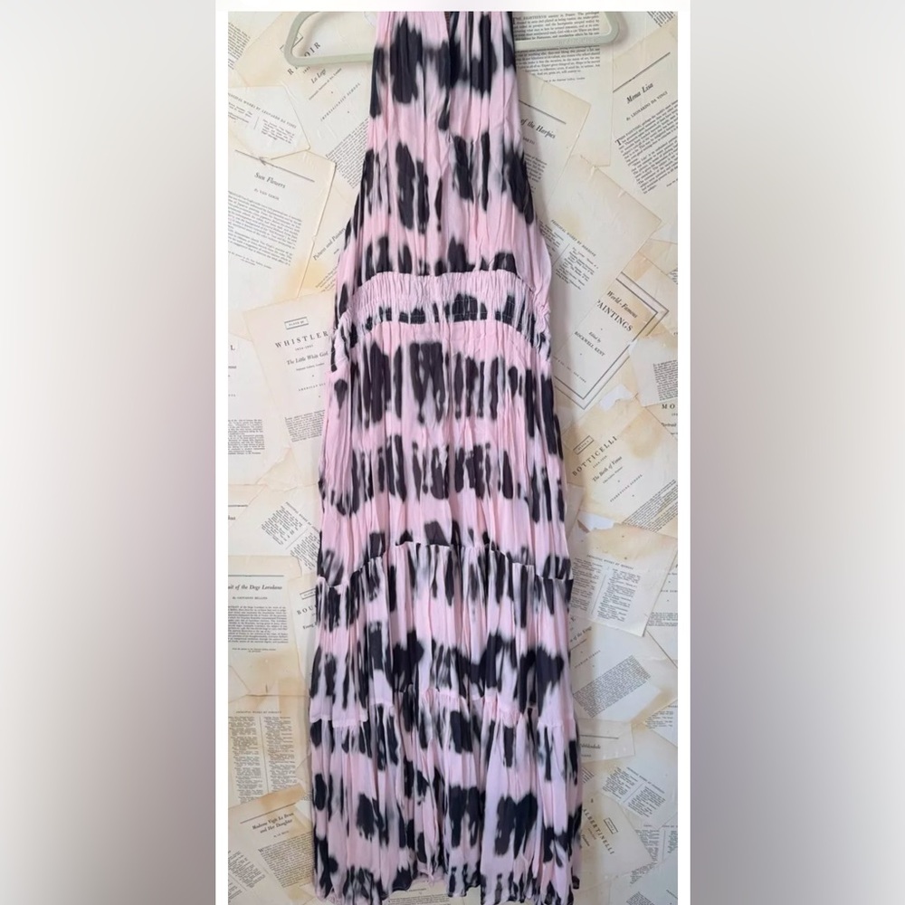 Anthropologie Pink and Black Halter Maxi Dress - Picture 7 of 7